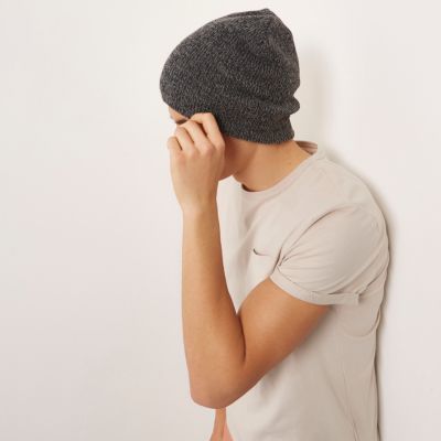 Grey slouch beanie hat